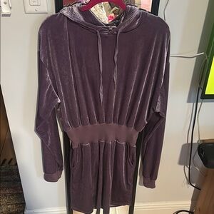 Purple Hooded Velour Dress